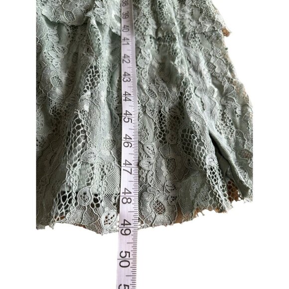 Lulus Mint Green Lace Tiered Maxi Dress With Spaghetti Straps Side Slit SZ S NWT - Picture 11 of 13